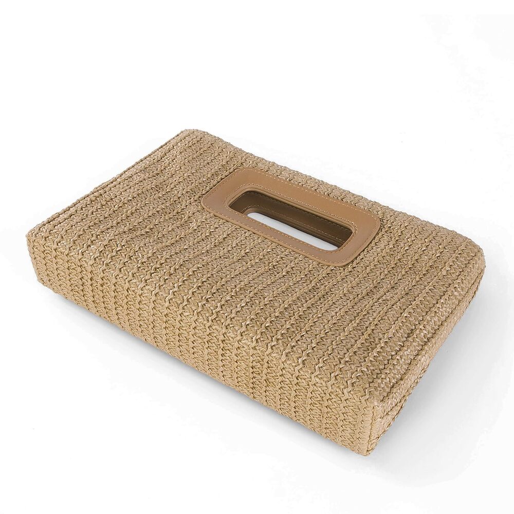 7449 Straw Purse Top Handle Clutch Bag, Woven Beach Shoulder Crossbody Bag - Picture 7 of 8